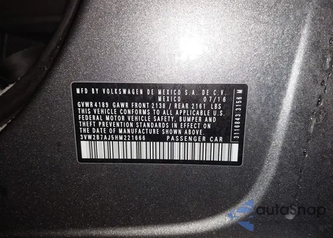 2017 Volkswagen Jetta 1.4T S from USA, damaged, VIN 3VW2B7AJ5HM221666